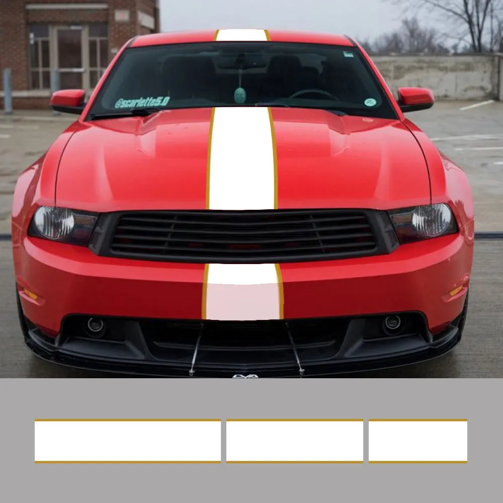 3Pcs Car Stickers Graphics Stripes Kit Vinyl Tuning Cover For Ford Mustang GT500 GT350 GT Auto Hood Bonent Roof Tail Decor Decal