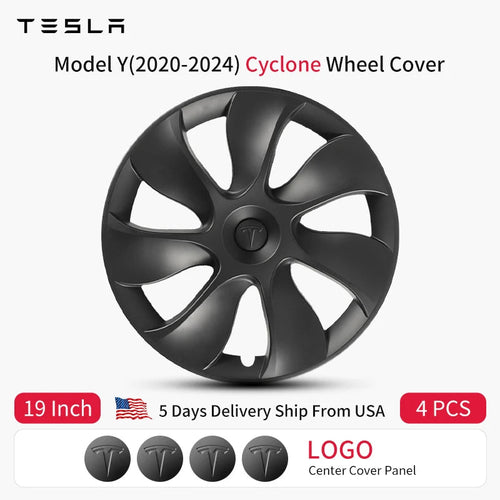4PCS 19 Inch Wheel Cover for Tesla Model Y 2020-2024 Right＆Left Automobile Hubcap Replacement Wheels Cover Full Rim Accessories CM World