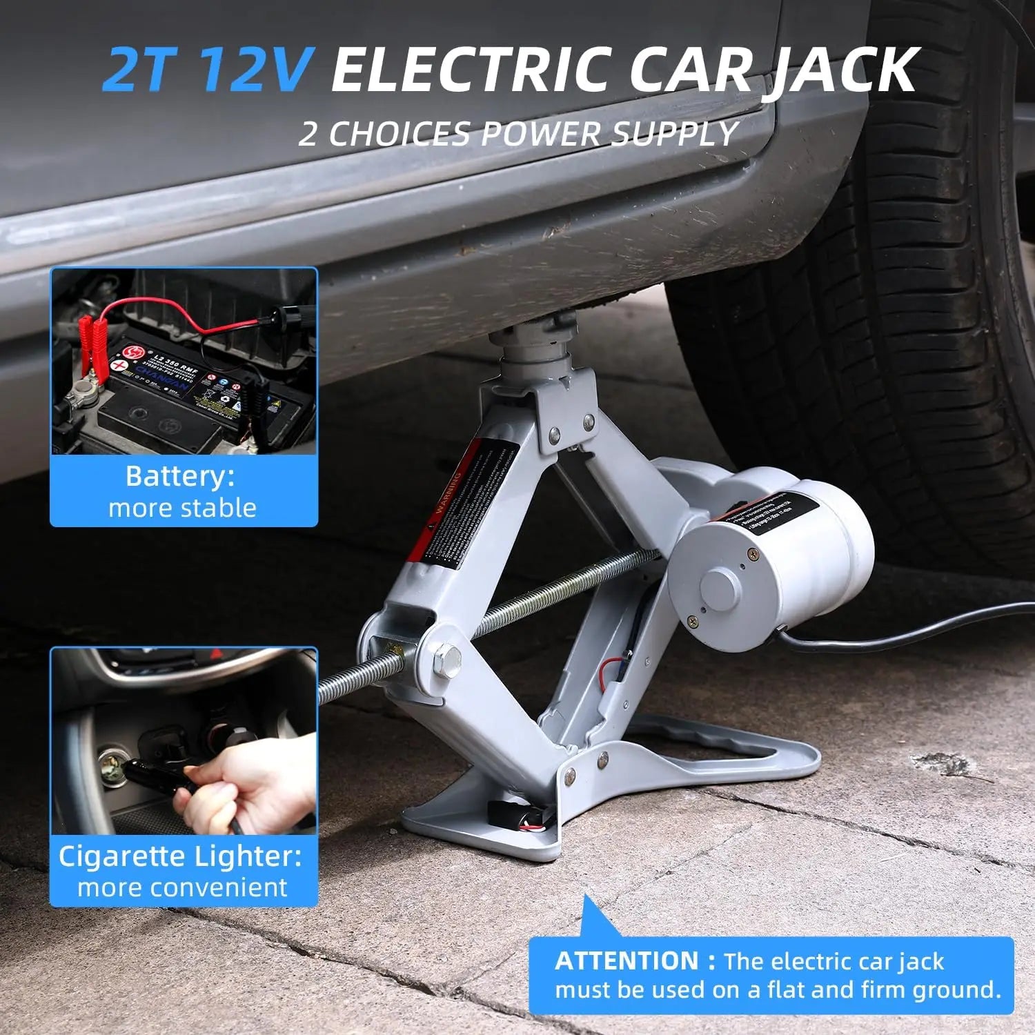 2-Ton Electric Car Jack with Remote Control - Automatic Vehicle Lift Kit for Roadside Tire Changes on Sedans and SUVs CM World