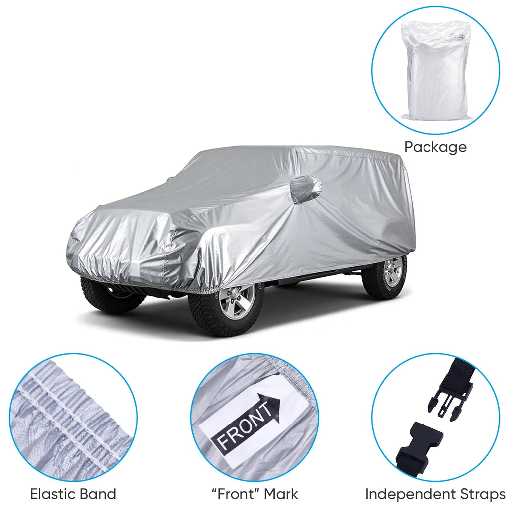 Universal SUV Full Car Covers Outdoor Waterproof Sunshade Rain Snow Dust Resistant UV Protection Cover for SUV Sedan Hatchback Car Mobile World