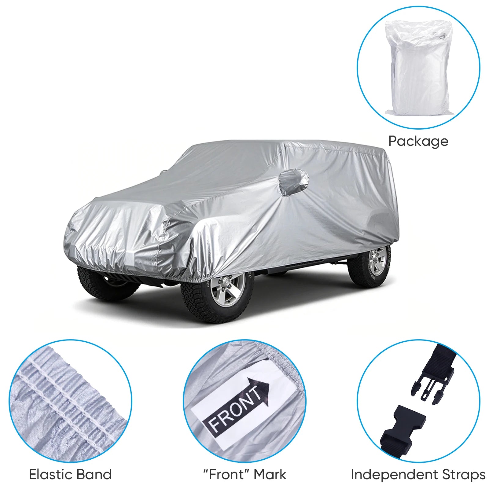 Universal SUV Full Car Covers Outdoor Waterproof Sunshade Rain Snow Dust Resistant UV Protection Cover for SUV Sedan Hatchback Car Mobile World