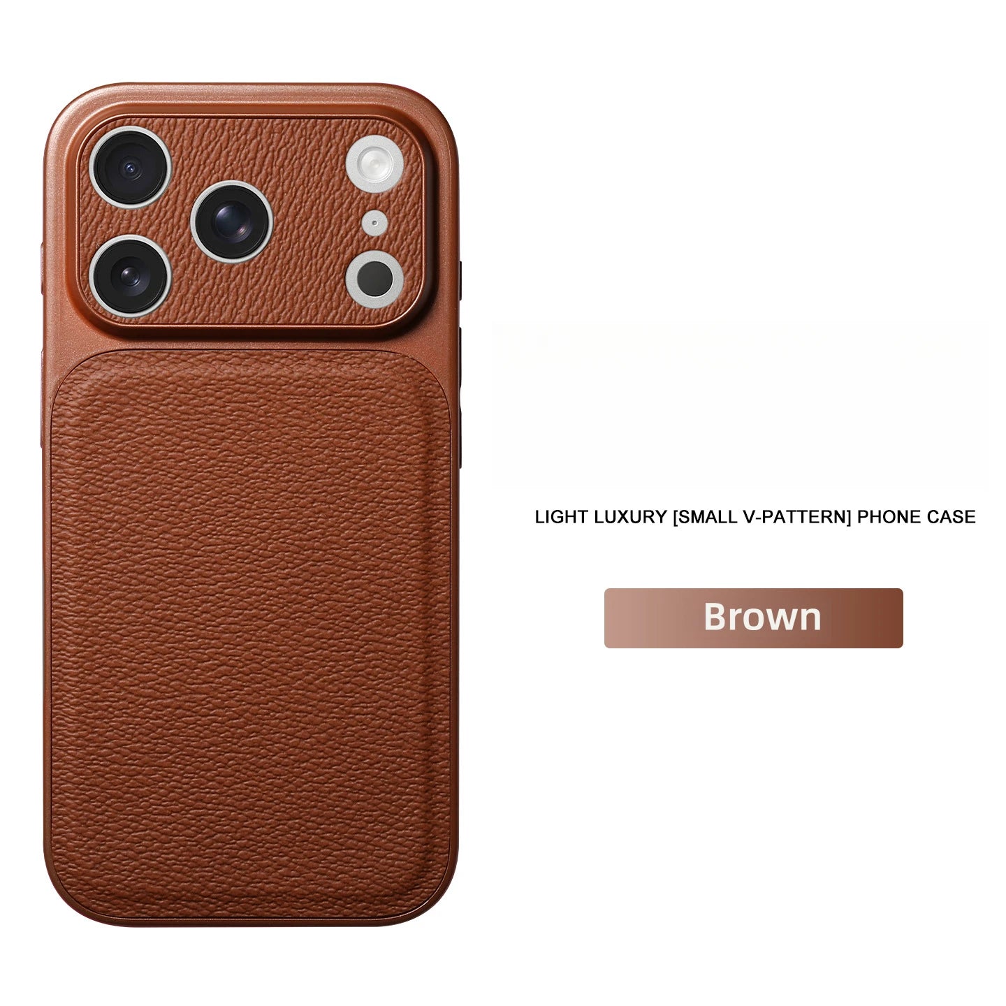 Solid Color Lychee Grain Leather Phone Case, Anti-Scratch & Shockproof Protective Cover for iPhone 17 Pro Max  16 15 14 13 Air Car Mobile World