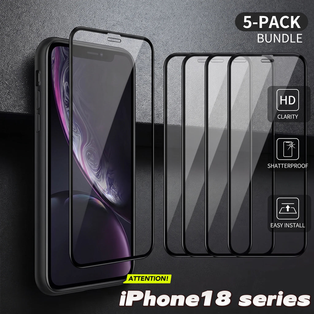 5-Pack High-Definition 9H Tempered Glass Screen Protector for iPhone 18/18pro/18promax Series Full Coverage Protective Film