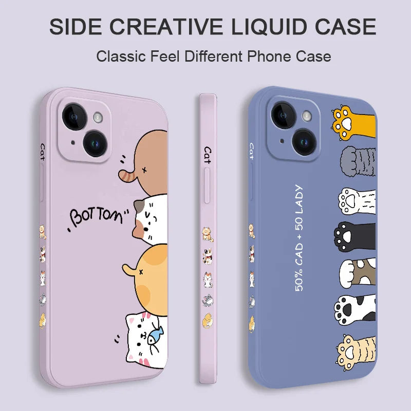 Cat Litter Phone Case For iPhone 17 17 Air 16 16e 15 14 13 12 11 Plus Pro Max Mini X XR XS Plus Liquid Silicone Cover