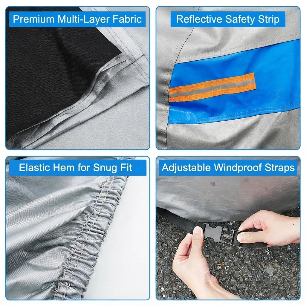 Universal Thickened Waterproof Car Cover Outdoor All Weather Rain Snow UV Dust Protection Covers Fit For Hatchback Sedan SUV Car Mobile World