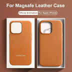 Official Magnetic Leather Case for Apple iPhone 17 Pro Max 16 13 12 14 15 Plus Original MacSafe for MagSafe Cover Accessories