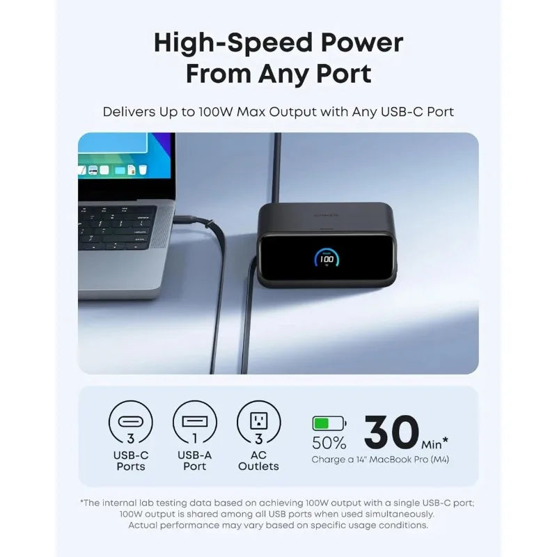 Original Anker Nano Desktop 100W Multi Port Charging Dock PD Fast Charging Station 66W Expansion Cable for Laptop IPhone Huawei