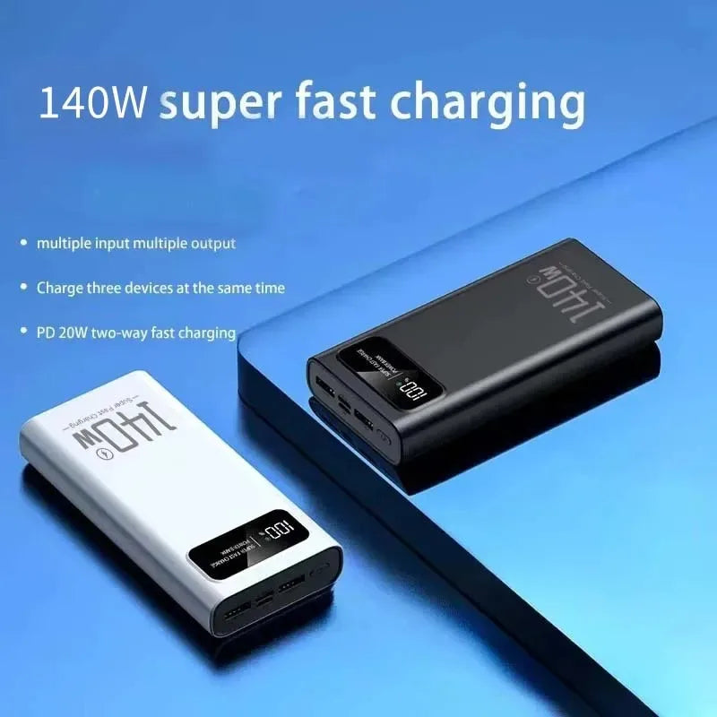 Lenovo 140W Power Bank Super Fast Charging Battery High Capacity Digital Display 100000mAh Power Bank For Iphone Samsung Xiaomi Car Mobile World