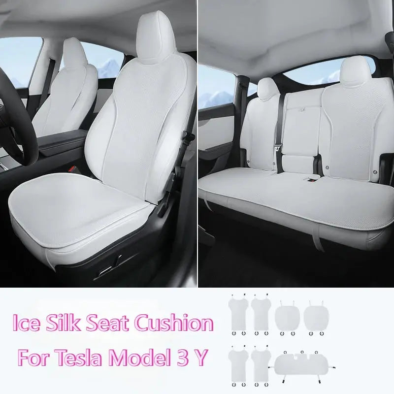 Ice Silk Seat Cushion for Tesla Model 3 Y Juniper 2025 Breathable Mat Seat Cover Cushion Replacement Pad Summer Car Accessories Car Mobile World