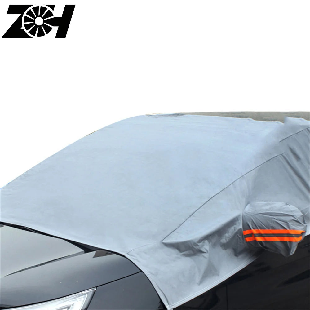 Universal New Half Car Cover Breathable UV Protection Waterproof Outdoor Car Shield Car Covers Silver Color Car Mobile World