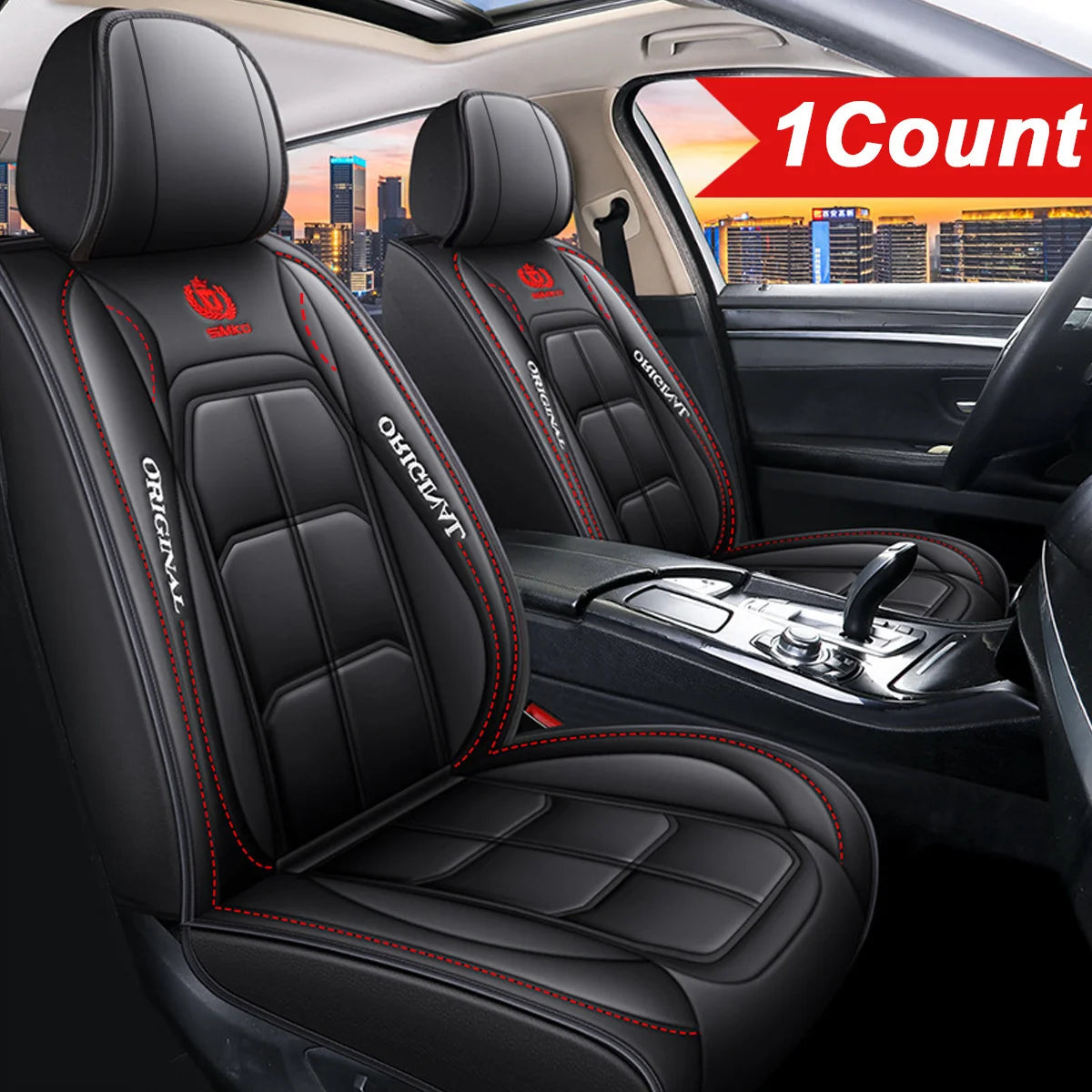 1pc Car Front Driver Seat Cover Premium PU Leather Auto Seat Cushion Full Wrap Protection Non-Slip Seat Cover
