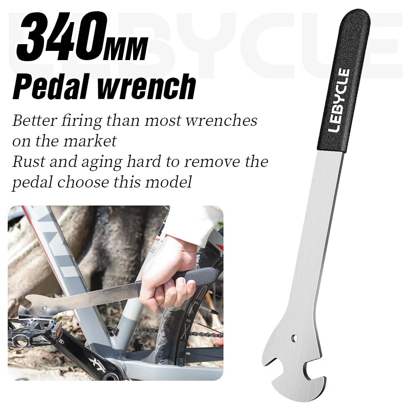 LEBYCLE Bike Pedal Wrench Extra Long Handle Sturdy Durable Cycling Pedal Spanner Install 15mm Tool Bicycle Accessories CM World