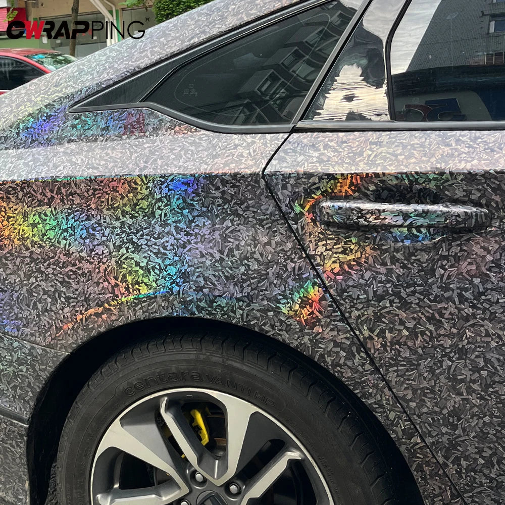 145cmx200cm Universal Car Wrapping Sticker Rainbow Door Stickers for Car Body Films Roof Laser Carbon Fiber Exterior Styling Car Mobile World