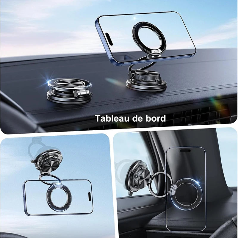 HAPPORIA Magnetic Vacuum Car Phone Holder 360 Adjustable Strong Suction Mount Foldable Stand for iPhone Samsung Universal