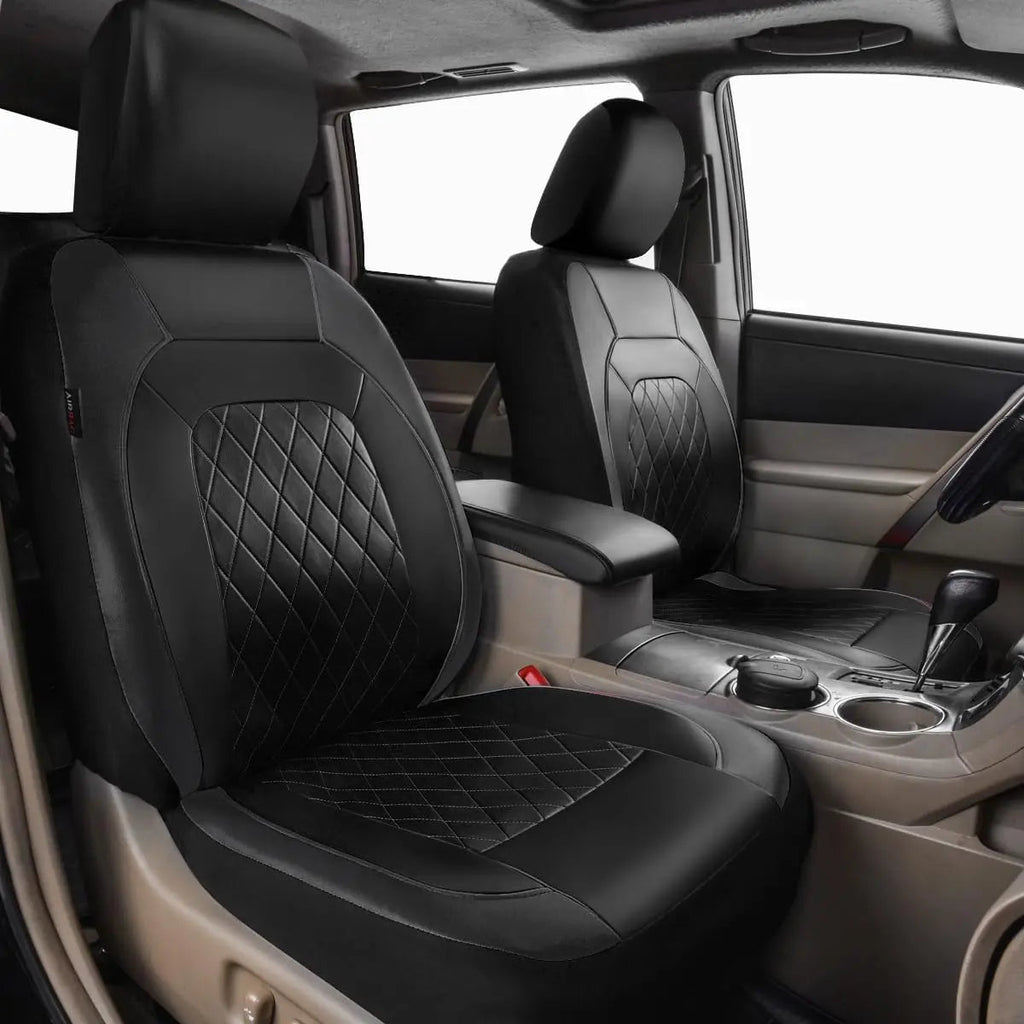 Premium Faux Leather Car Seat Covers Full Set, Airbag Compatible, Universal Fit for Cars Trucks SUVs CM World