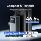 Vention 20000mAh 100W Fast Charging Detachable USB-C Cable Power Bank Smart TFT Screen, Compact Portable,for Xiaomi iPhone 16 15 Car Mobile World