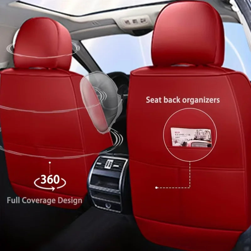 Universal fitting waterproof breathable soft Napa leather car seat cover set for cushion protection. Suitable for sedan and SUV Car Mobile World