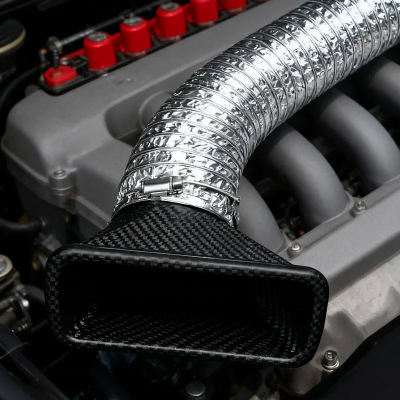 Car Front Bumper Air Intake System Funnel Pipe Set Vent Tube Kit Universal Turbo Air Inlet Tuyere Round/Square Nozzle Accessorie CM World