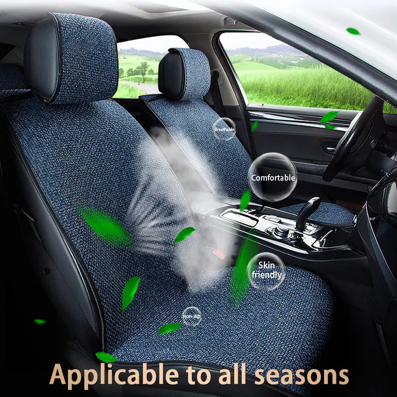 SEAMETAL Linen Car Seat Cover Four Season Universal  Seat Covers Anti Slip Pad Protector Mat Summer Breathable Auto Seats Covers