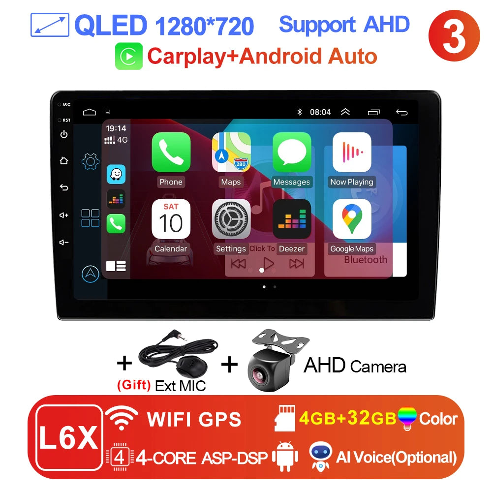LEHX 9 inch Wireless Carplay 2din Android 15 Car Radio Multimedia Video Player Universal GPS Navigation 4G WiFi  AutoRadio CM World