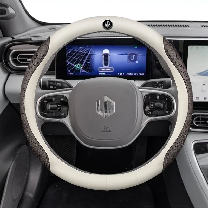 Leather Car Steering Wheel Cover For LEAPMOTOR C11 C10 T03 C16 2022 - 2024 2025 Breathable Non-slip Car-styling Auto Accessories