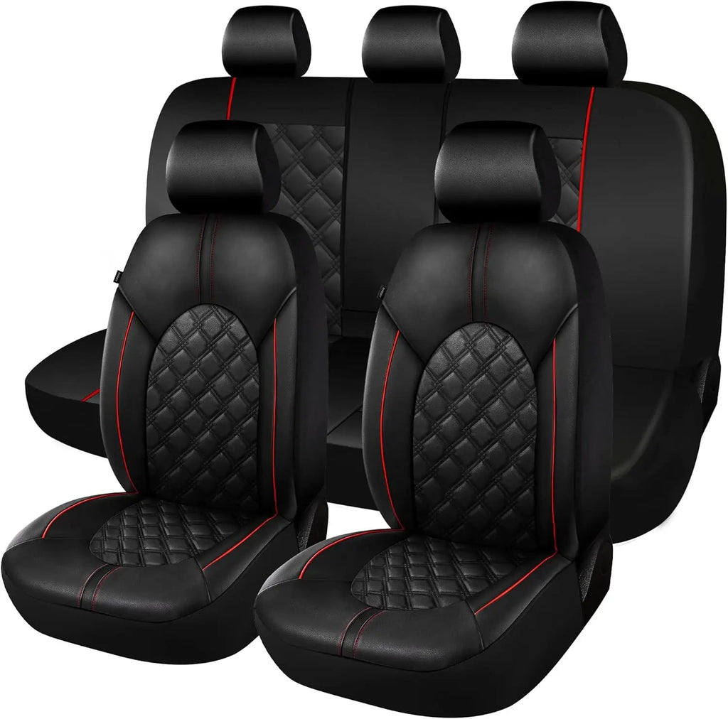 Universal Waterproof PU Leather Car Seat Covers Full Set with Split Bench Design for Sedans, SUVs, Trucks CM World