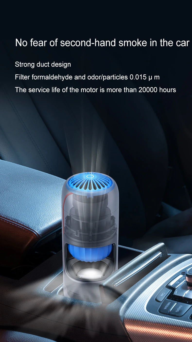 Car Air Purifier with Odor & Smoke Removal PM2.5 Filter Portable Air Cleaner for Vehicle Home Use Electrical Appliances Gift CM World