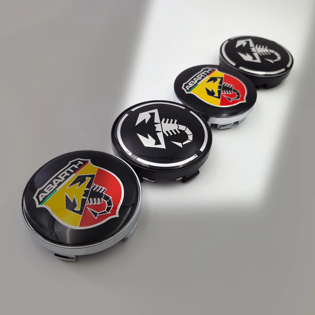 4pcs fiat Abarth 3D Logo Car Emblems 56mm/60mm Wheel Center Hub Caps Dust-Proof Rim Refit Badges Sticker Styling Accessories