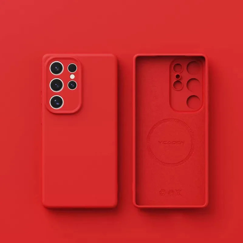 Original Liquid Silicone Magnetic Phone Case For Samsung Galaxy S26 S25 S24 S23 S 26 Ultra Plus Cases Wireless Charge Soft Cover Car Mobile World