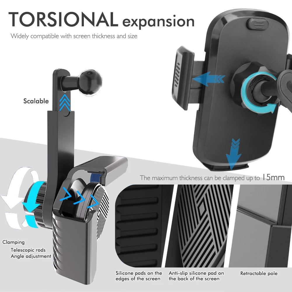 Car Mounted Display Screen Mobile Phone Holder 360 Degree Freely Rotation Foldable Mount Usded for Car Electric Vehicle CM World