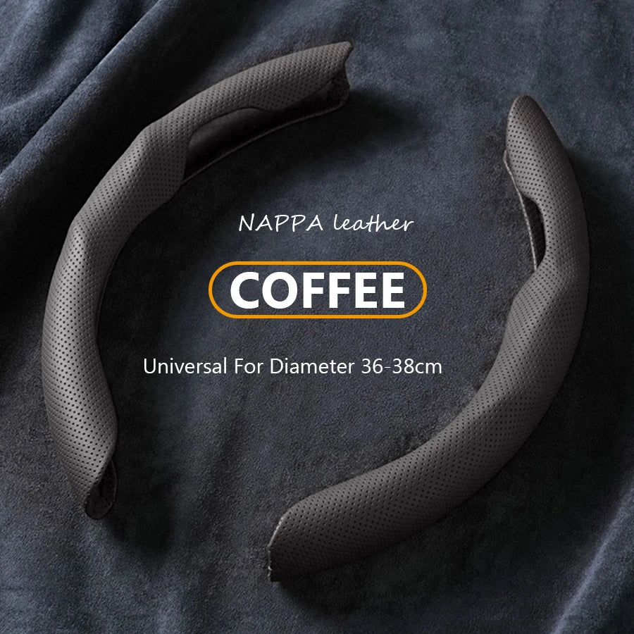 Universal Car Steering Wheel Cover NAPPA Leather 2PCS-Dimensional Anti Slip, Timple And Fashionable Protector Car Accessories