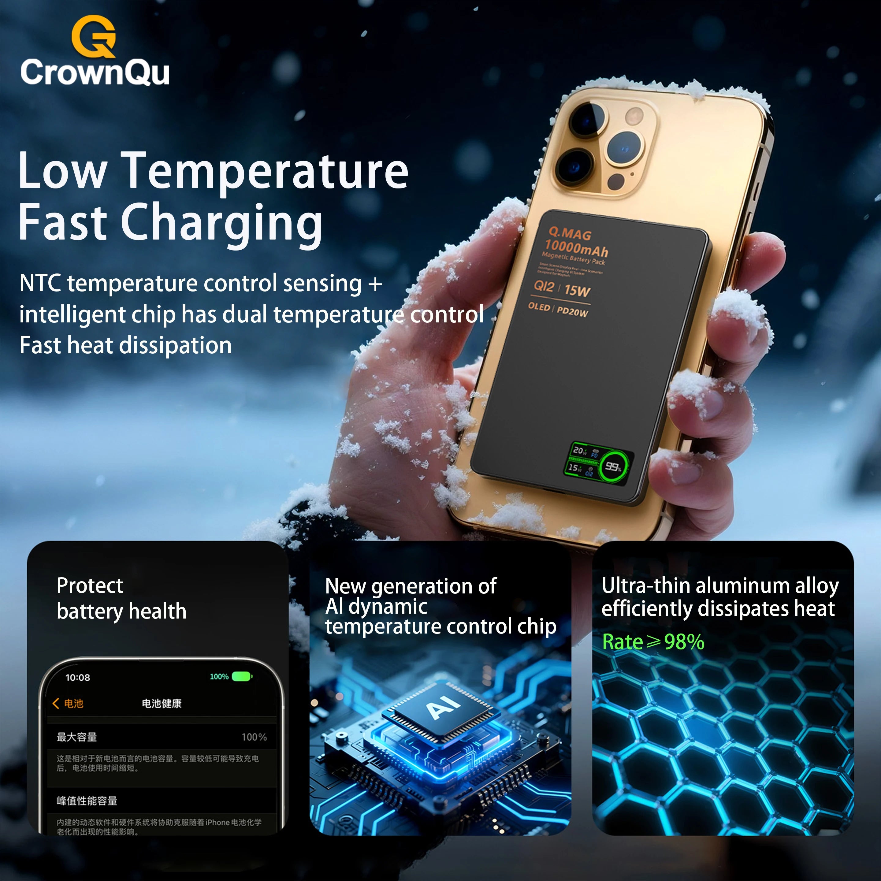 Magnetic Wireless Powerbank Qi 2.1 USB-C Fast Charging External Battery for iPhone 12-17 Pro Airpods Apple Watch Xiaomi 10000mAh Car Mobile World