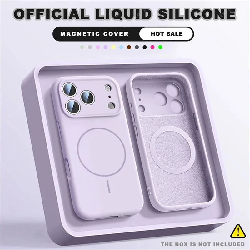 For Magsafe Liquid Silicone Phone Cases For iPhone 17 16 15 14 13 12 Pro Max 16 Plus Air Case Magnetic Wireless Charging Cover Car Mobile World
