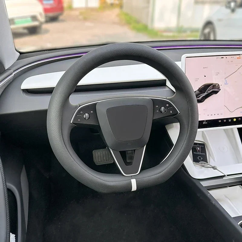 PU Leather Steering Wheel Cover for Tesla Model 3 Y highland Anti Slip Steering Replacement Protect Cover Interior Accessories CM World