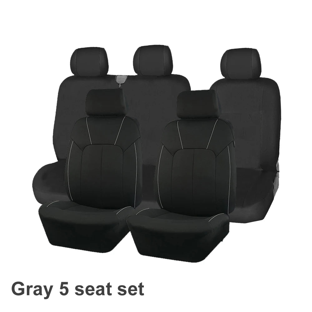 AUTOKING Black Universal Seat Covers For Car 2+1 Type Split Car Seat Cover High Quality Polyester With Airbag  Compatible CM World