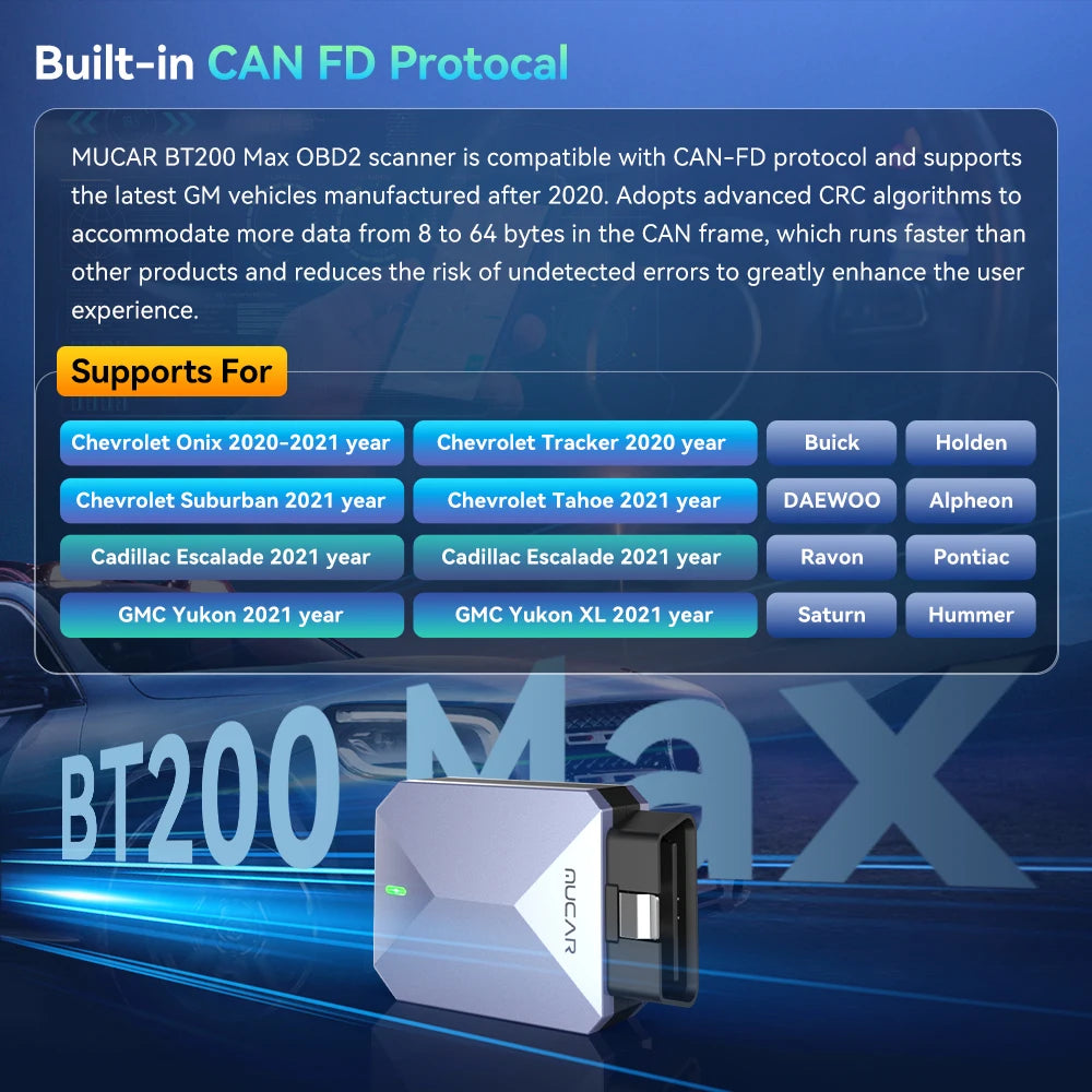 Lifetime Free Update MUCAR BT200 Max OBD2 Scanner CAN FD Bi-Directional Control All System Diagnostic Tool 15 Reset for All Cars Car Mobile World