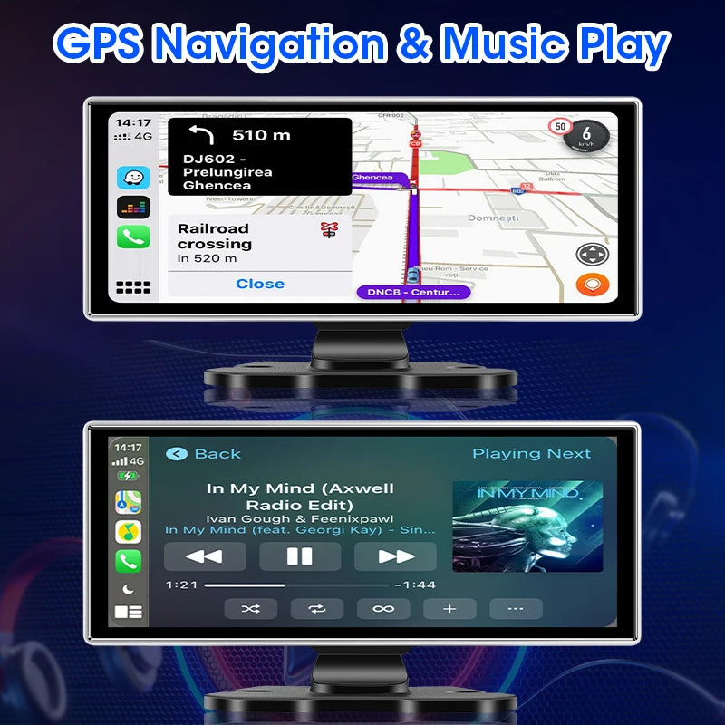 10/11.26 inch Dash Cam 4K Car DVR Wireless Carplay & Android Auto GPS Navigation Video Recorder Dashboard Dual Lens Wifi FM AUX Car Mobile World