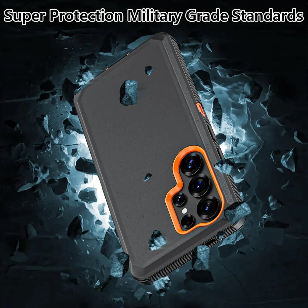 3IN1 OTT Heavy Duty Rugged Box Phone Case For Samsung Galaxy S26 S25 S24 S23 Plus Ultra Shockproof Armor Protect Cover with Clip