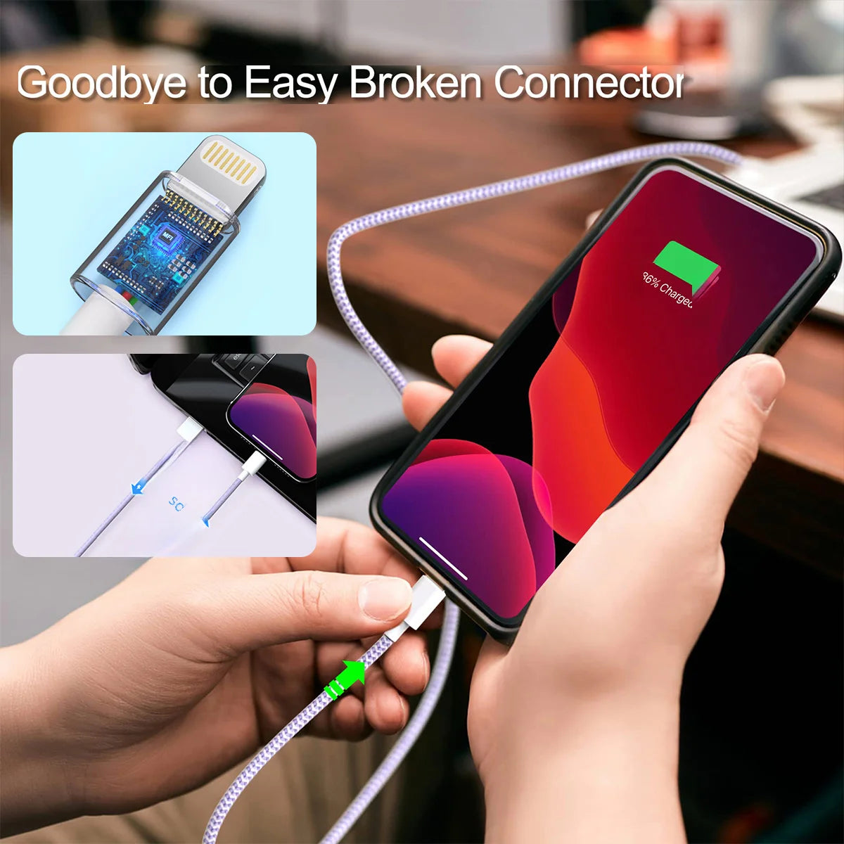 USB Cable For iPhone 14 13 12 11 Pro Max Xs 8 Plus iPad Macbook Wire 3A Fast Charging Type C To Lighting Data Cord