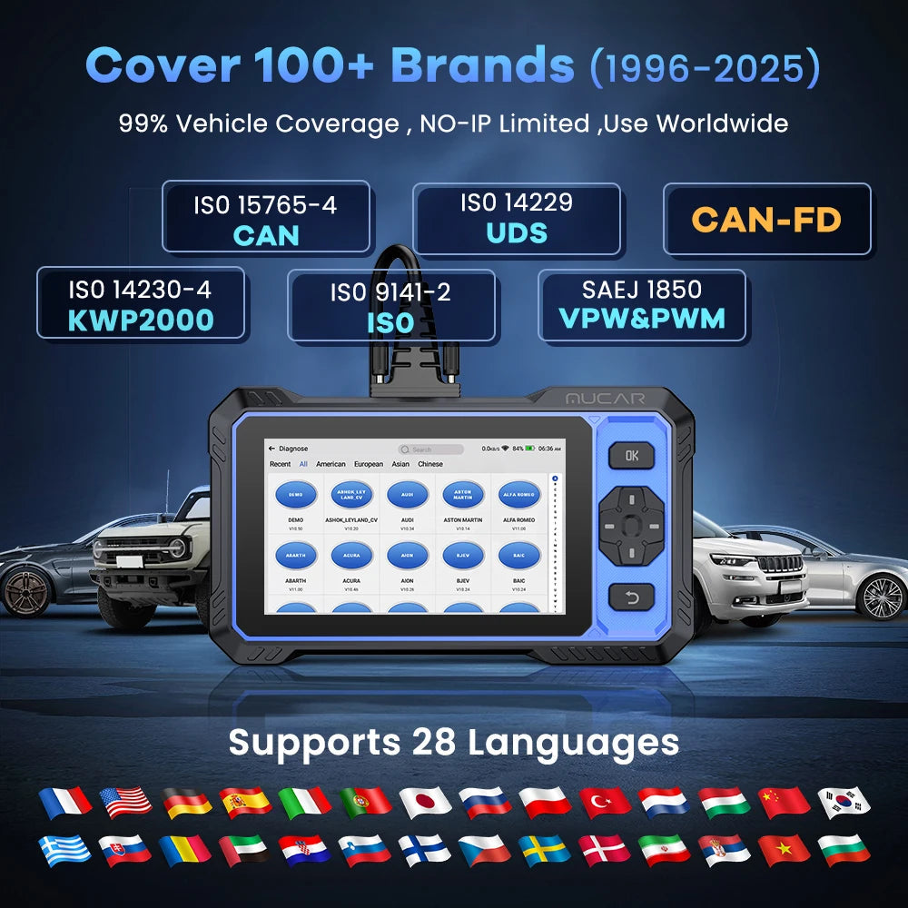 MUCAR 682 Auto OBD2 Scanner Lifetime Free Update Full System Clear Code Bidirectional Control 20 Reset CANFD Car Diagnostic Tool Car Mobile World