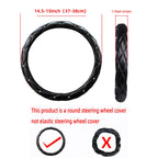 Soft leather embroidered stereo diamond-studded car steering wheel cover with inner ring fits 14.5-15 inches CM World