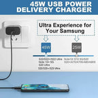 45W PD Fast Charging For Samsung Galaxy S22 S23 Ultra Note10 Plus Mobile Phone USB Type C Cable Fast Quick Charging Wall Adapter Car Mobile World