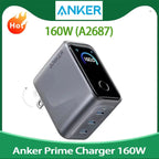 New Arrival Anker Prime 160W 3-Port GaN USB-C Charger Smart Touch Display Fast Charging Block Max 140W Power For Laptop Phone Car Mobile World