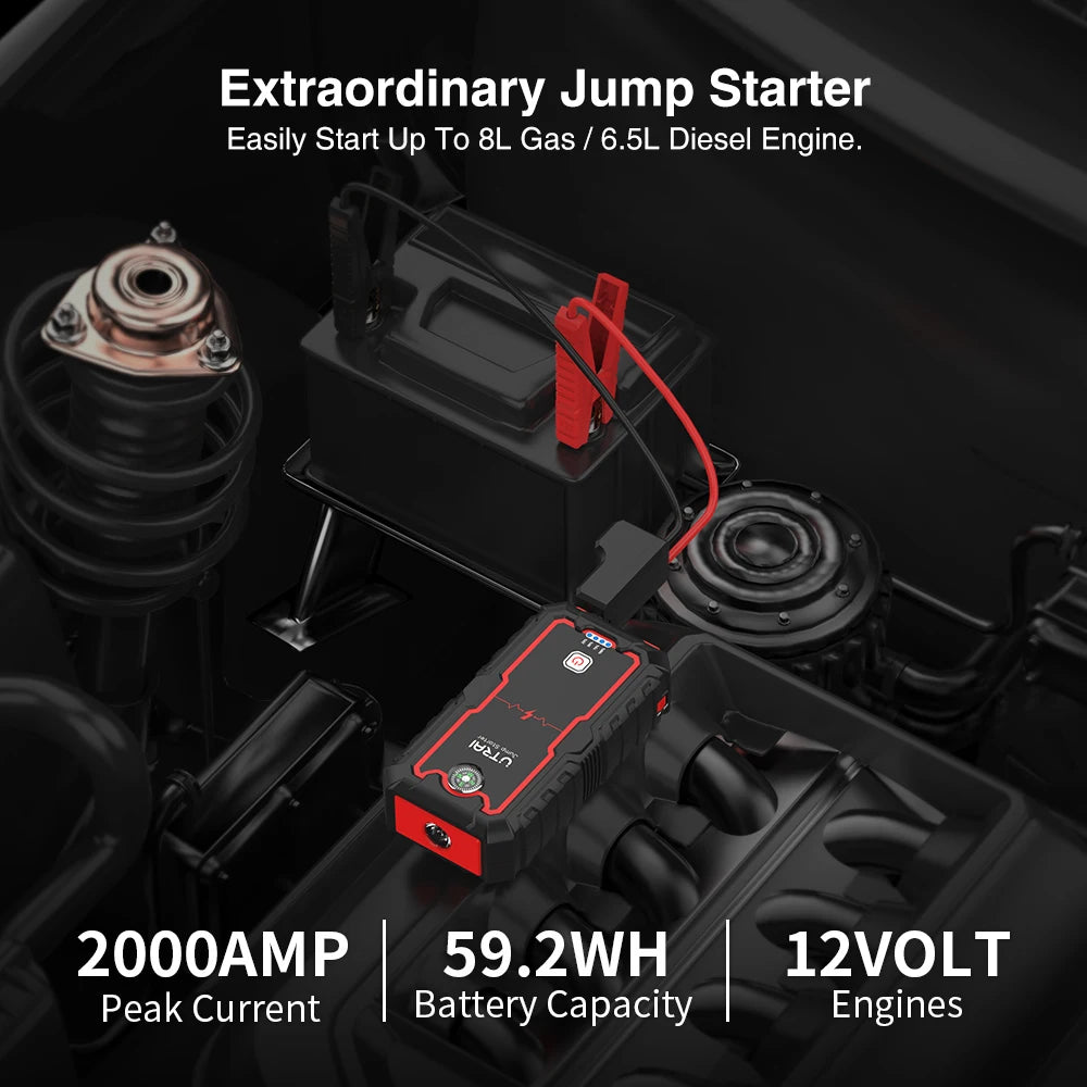 UTRAI Power Bank  2000A Jump Starter Portable Charger Car Booster 12V Auto Starting Device Emergency Car Battery Starter CM World