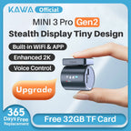 Dash cam KAWA MINI3 Pro Gen2 Car Dvr 2K Auto Video Recorder Upgrade Car Camera,WiFi&APP/Voice Control,Night Vision Tiny Dashcam Car Mobile World