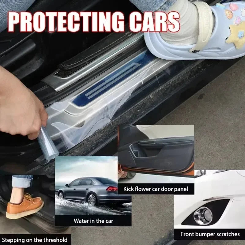 Car Bumper Paint Sticker Scratch Resistant Car Film Waterproof Car Protective Film Clear Paint Protection Film 10/15/20cm 1/2pcs Car Mobile World