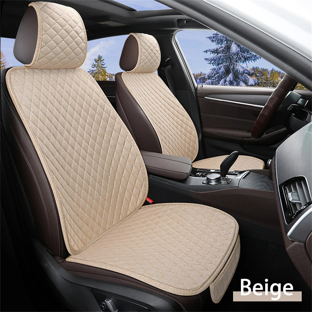 Universal Flax Car Seat Cover Front Rear Cushion Comfortable Breathable Protector Mat Four Season Pad Auto Interior Accessories CM World