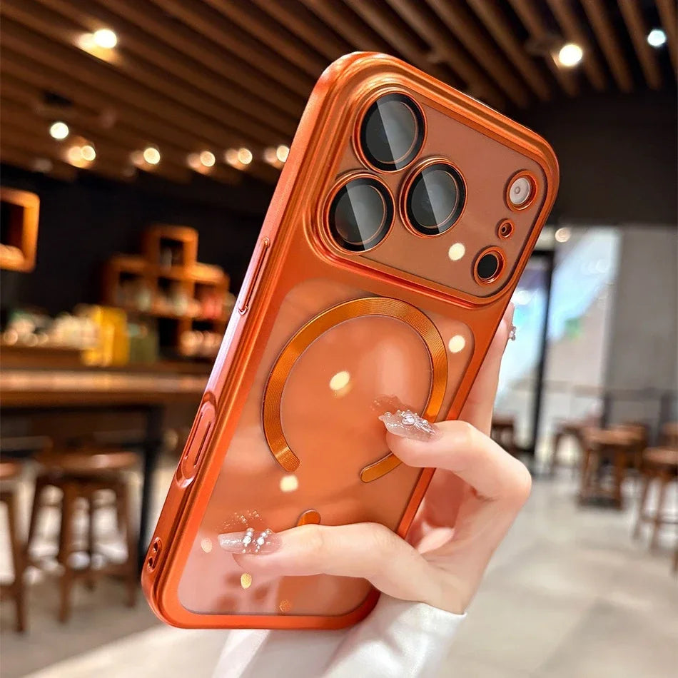 for iPhone17 Luxury Transparent Plating Magsafe Case for iPhone 17 Pro Max 17Pro Air Original Soft TPU Camera Protector Cover Car Mobile World