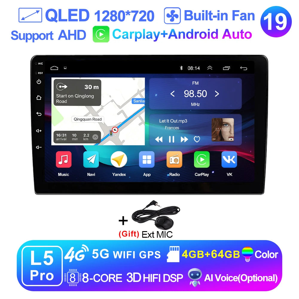 LEHX 9 inch Wireless Carplay 2din Android 15 Car Radio Multimedia Video Player Universal GPS Navigation 4G WiFi  AutoRadio CM World