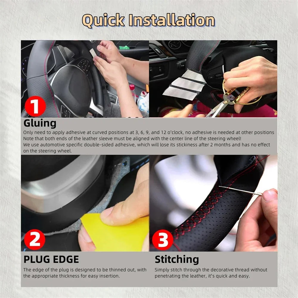 DIY Car Steering Wheel Cover Suede For Volkswagen Golf 6 GTI MK6 VW Polo GTI Scirocco R Passat CC R-Line 2010 Car Accessories CM World